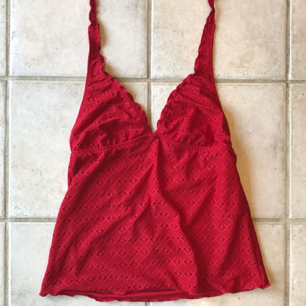 Red Crochet Mossimo Tankini Top